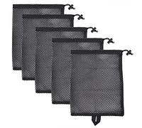 Diogeynu 5 Pieces Black Mesh Storage Bag Shopping Bag Screen Bag With Movable Hole Various Specifications Reusable Fruit Vegetable Storage Bag