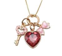 Diogeynu Fun Love Heart Charm Neckchain Versatile Pendant Necklace For Kids Box Chain Daily Decorations Party Accessory Jewelry Colorful Heart Pendant Necklace