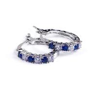 Diogeynu Hoop Earrings with Blue White for Rhinestone Birthday Princess Earrings Must Have Item for Women Girl Earrings Silver