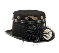 Diogeynu Industrial Age Themed Studded Top Hat With Black Gear Dark Costume Celebration Accessory Mechanical Design Gothic Derby Hat