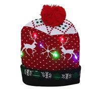 Diogeynu LED Christmas Hat Light Up Knitted Colorful Lights Elk Ugly Hat Cap Decor Christmas Light Up
