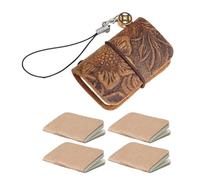Diogeynu Practical Leather Pocket Notebook Versatile Leather Pocket Pad with Keyring for Trip Inspiration and Records