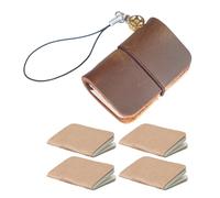 Diogeynu Practical Leather Pocket Notebook Versatile Leather Pocket Pad with Keyring for Trip Inspiration and Records