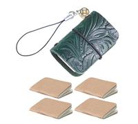 Diogeynu Practical Leather Pocket Notebook Versatile Leather Pocket Pad with Keyring for Trip Inspiration and Records