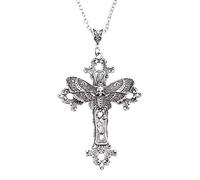 Diogeynu Punk Moth Pendant Necklace Deaths for Head Moth Skull Clavicle Chain Necklace Women Party Gothic Fashion Jewelry Cross-Choker Chain for Women