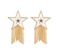 Diogeynu Reusable Nipple Pasties Adhesive Nipple Covers Pasties Shines Bra Sticker Covers Pads With Star Tassels Nipple Petals Pearl White