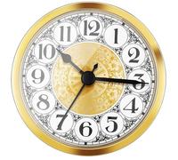 Diogeynu Round Clock Insert Roman/Arabic Numeral Display, Gold Silver Plated Trim for Tablet and Wall Decoration Miniature Clock Insert