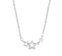 Diogeynu Silver Color Star Necklace Shining Zircon Necklace Lady Fringe Clavicle Chain Wedding Jewelry Party Gift Star Women Gold Teen Girls Zircon For Women Silver Clavicle Chain
