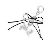 Diogeynu Unique Key Holder Accessory Combining Two Color Ribbons and Clear Beads with A Bowknot Detail for A Touch of Elegant Elegant Bowknot Ornament