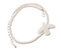 Diogeynu White Doves Necklace Women Jewelry Present Beads Necklace For Work School Various Occasions Enhancing Any Outfit
