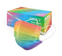 DIOLV 50Pcs Rainbow Printed Disposable Face Masks for Adults 3-ply Face Mask Gradient Rainbow