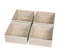 DIOMMELL 4 Pack Foldable Cloth Storage Box Closet Dresser Drawer Organizer Fabric Baskets Bins Containers Divider with Drawers for Baby Clothes Underwear Bras Socks Clothing,Beige 400