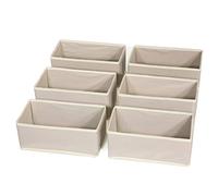 DIOMMELL 6 Pack Foldable Cloth Storage Box Closet Dresser Drawer Organizer Fabric Baskets Bins Containers Divider with Drawers for Clothes Underwear Bras Socks Lingerie Clothing,Beige 060