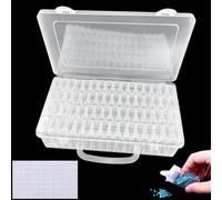 Diompirux 64 Grid Sorting Boxes for Small Parts, Diamond Painting Storage Box with Sticky Notes, Plastic Beads Nail Art Storage Container, for Small Parts, Manicure, Beads, Rhinestones