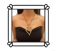 DIONFEI Gold Chain Large Heart Pendant Necklace - Thick and Exquisite Women's Jewelry