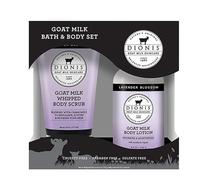 Dionis Goat Milk Skincare Lavender Scented Whipped Body Scrub & Lotion Gift Set - Moisturise & Restore All Skin Types - Gentle Chamomile Blended Exfoliating Sugar Scrub & Hydrating Body Cream Set, 6