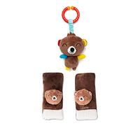 Diono Baby Bear Character Car Seat Straps & Toy, Shoulder Pads for Baby, Infant, Toddler, 2 Pack Soft Seat Belt Cushion and Stroller Harness Covers Helps Prevent Strap Irritation