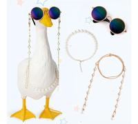 DIONYONS 23 Inch Premium Porch Goose Outfits Decor Set - Elegant Garden Decorations with Pearl Necklace, Sunglasses & Eyeglass Chain - Ornament for Summer Seasonal Yard Decor Outdoor Gift (Blue)