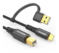 DIOOEER Printer Cable 2-in-1 USB B to USB C/A 10 ft, High Speed Printer Cord Nylon Braided MIDI Cable Compatible with HP/Dell/Brother/Epson/Piano, Computer, MacBook Pro/Air, iPad, and More