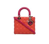 Dior Preloved Medium Bicolor Lambskin Cannage Lady In Orange Orange One Size