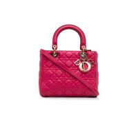 Dior Preloved Medium Lambskin Cannage Lady In Pink Pink One Size
