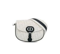 Dior Preloved Medium Perforated Calfskin Oblique Bobby Flap In White White One Size