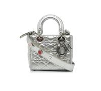Dior Preloved Small Lambskin Cannage My Lady Lucky Badges In Silver Silver One Size