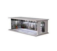Diorama 1/64 European Garage Model, Tri-Color LED Parking Lot Scene | Display Case, Workshop Building Model Garage, Hot Wheels Model Cars Display Storage(Vintage Industrial)