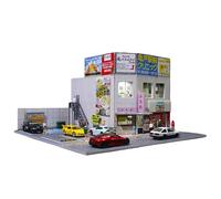 Diorama 1/64 Garage Model, LED Lighting Parking Lot Scene Display Case for Diecst Model Cars Building Model Garage (Japanese Building)