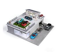 Diorama 1/64 Garage Model, LED Lighting Parking Lot Scene Display Case for Diecst Model Cars Building Model Garage (Sun Room)