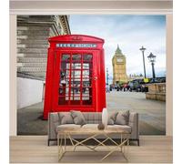 Diorama Architecture Red Phone Booth Art 3D Wallpaper Luxury Home Dining Decor Paste Sofa Living Room The Wall for Bedroom Mural-300cm×210cm
