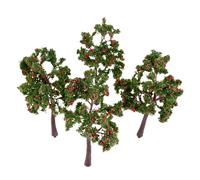 Diorama Kit,10Pcs 11cm Plastic Red Fruit Model Trees Railway Street Scenery Train Layout Landscape Train Layout Garden Scenery Miniature