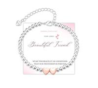 Diorra Best Friend Bracelet Gifts Sterling Silver Beads Friendship Bracelets Hearts Link Jewellery Birthday Gifts for Friend