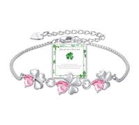 Diorra Clover Bracelets for Women 925 Sterling Silver Bracelet Adjustable Crystal Luck Silver Bracelet Dainty Lucky Gift for Her Jewellery Birthday Friendship Gifts for Women