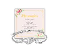 Diorra Silver Bracelet for Women Interlocking Double Heart Bracelet Gift for Her Dainty Sterling Silver Love Heart Bracelets with Beautiful Card Friendship Birthday Jewellery Gifts for Women Girls