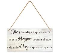 Dios Bendiga A Quien Entra Este Hogar Spanish Faith Rustic Wooden Hanging Sign Solid Wood Plaque For Farmhouse Entryway Dining Room Latin Household Blessing Decor 6x12 in