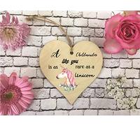 Dios Designs Wooden Hanging Heart Decoration - Childminder Rare As A Unicorn DD368