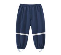 Dioshark Kids Rain Trousers Waterproof Boys Mud Dirty Proof Over Pants Navy Blue with Reflective Strip Breathable Lightweight Packable Outdoor School Camping Splash Pants for Children Age 7-8 Years