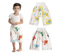Dioshark Potty Training Pants Boys, 2 PCS Absorbent Cotton Toddler Day Time Toilet Training Trousers Unicorn Rabbit Pattern Blue White Washable Reusable Nappy Cloth Diaper Pants for Baby 0-4 Years, M