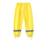 Dioshark Rain Pants Boys Waterproof Overtrousers Yellow Kids Mud Proof Trousers with Reflective Strip Lightweight Quick Dry Breathable Portable School Outdoor Overpants for Children Age 3-4 Years
