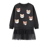 Dioshark Sweatshirt Girls Cotton Sequins Bear Jumper for Kids Grey Glitter Pullover with Long Sleeves Causal Sweatshirts Shirt Spring Autumn Daily Xmas School Outdoor Outfit for Child Age 6-7 Years