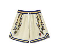 DIOTSR Mens Basketball Shorts Casual Retro Graphic Shorts Athletic Running Shorts Streetwear Designer Shorts with Pockets, Lightning Yellow, Small