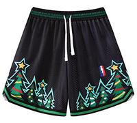 DIOTSR Mens Basketball Shorts Casual Retro Graphic Shorts Athletic Running Shorts Streetwear Designer Shorts with Pockets, Christmas-black, X-Large