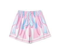 DIOTSR Mens Graphic Shorts Casual Streetwear Cool Basketball Shorts Running Workout Shorts with Pockets, 06 Flame - Pink, Small