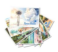 diovanda 24 Pack Washington Postcards Vintage Landmark Collection 4x6 Inch | Vintage retro illustration style, great for mailing, wall decor, scrapbooking, Washington souvenir gift