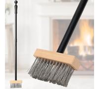 DIOVPLX Fireplace Brush Long Handle 59 inch,Chimney Broom with Heat Resistant Grip & Iron Stiff Bristles, Efficient Ash Cleaning Tool for Fire Pit, Wood Stove, Hearth, Indoor Outdoor Camping Use