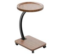 diowewea 2 Tiers Tea Table, C Shaped End Table for Couch, 360 Degree Swivel Couch Side Table, Coffee End Table for Living Room, Bedroom, Bearing 20kg Wooden Color