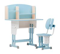 diowewea Study Set for 3-12 Kids, Height Adjustable School Leaning Table Chair Set with Drawer Design, 2Pcs Kids Desk and Chair Set, Multi-Functional for Bedroom & Study Room Blue