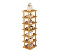 diowewea Tall Shoe Rack for Narrow Spaces, Bamboo Shoe Storage Organiser 5/7/8 Tier Options, Space Saving Vertical Design for Hallways and Closets (7 Tiers)