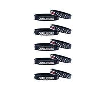 DIOWUS 10 Pack Charlie Kirk Silicone Bracelet, Patriot Memorial Assassination Shooting Hero Justice Right Wing Revolution USA Flag Wristbands Bracelets For Men Women, L, Silicone, no gemstone